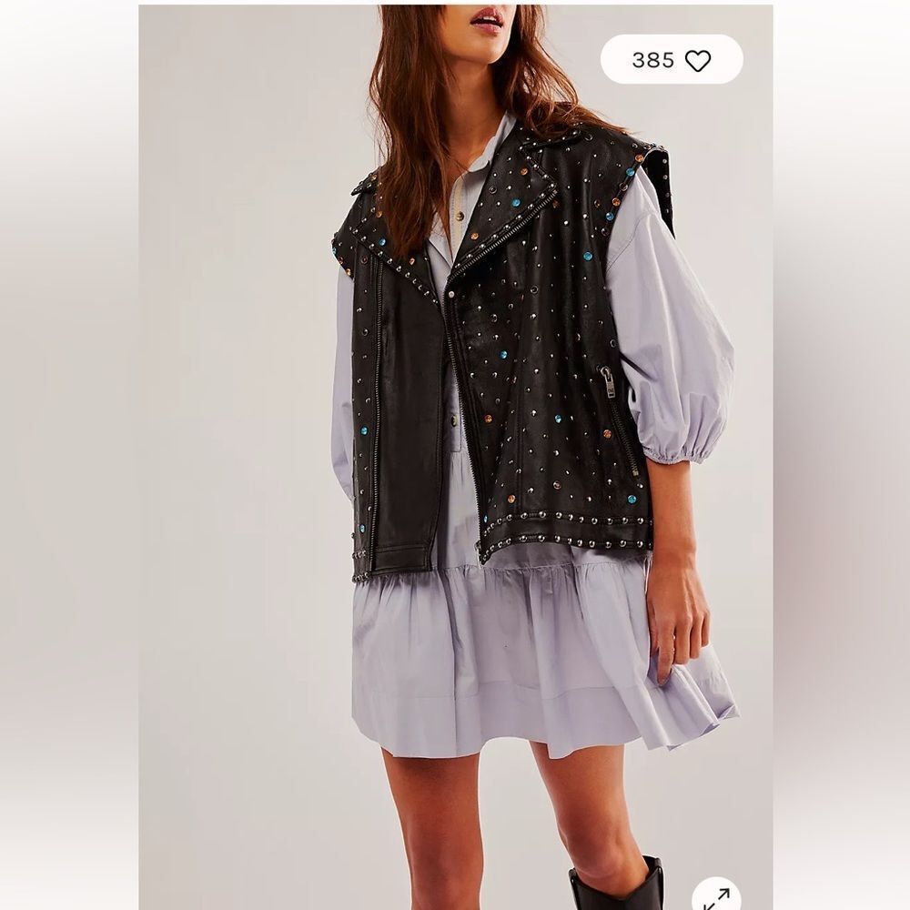OneTeaspoon Black Studded Eagle Leather Vest from Free People